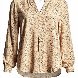 Joie Light Tan Patterned Blouse